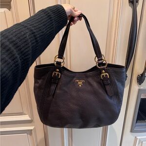 Vintage Prada Dark Brown Leather Hobo Bag